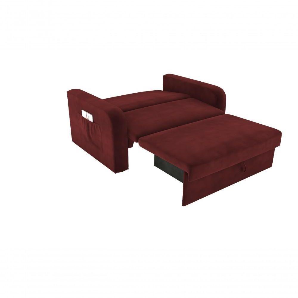 Sofá Cama Daiane 2 Lugares Com Baú Veludo Vinho Matrix - 3