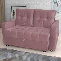 Sofá Cama Para Sala De Estar Cross Veludo Turkey Rosa - 1