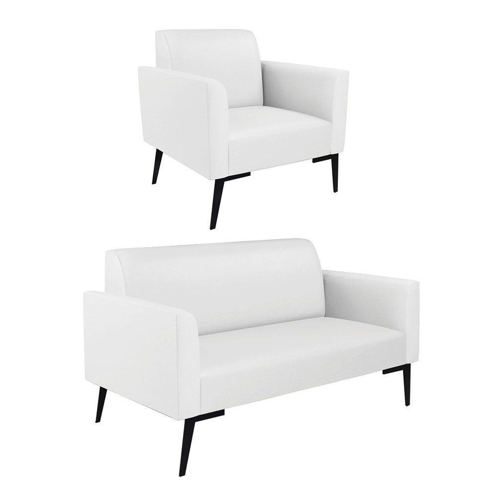 Sofá Namoradeira Com Poltrona Pés Villach Marisa Corino Branco D03 - D'rossi - 1