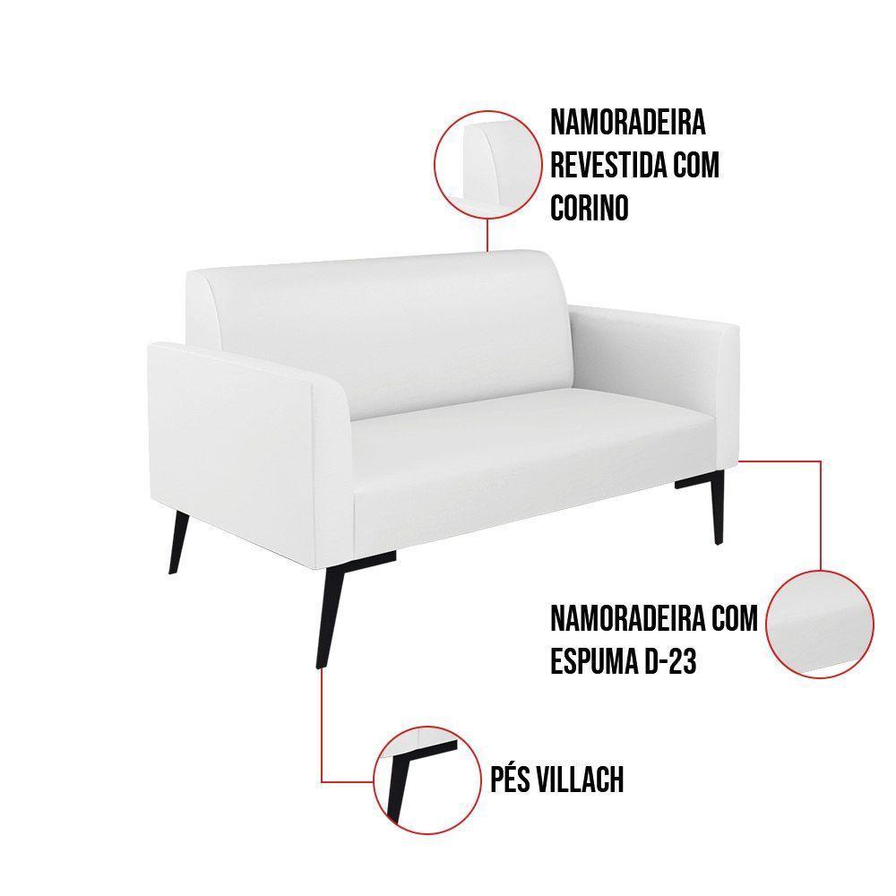 Sofá Namoradeira Com Poltrona Pés Villach Marisa Corino Branco D03 - D'rossi - 4