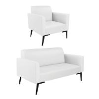 Sofá Namoradeira Com Poltrona Pés Villach Marisa Corino Branco D03 - D'rossi - 1