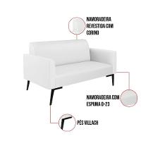 Sofá Namoradeira Com Poltrona Pés Villach Marisa Corino Branco D03 - D'rossi