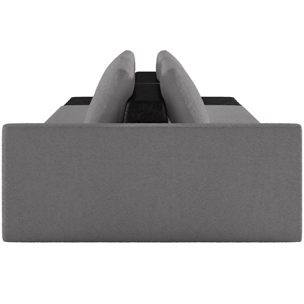 Sofá Ilha Modular Para Sala 232cm Com Puff Dublin K01 Bouclê Cinza E Sintético Preto - Lyam Decor - 2