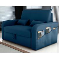 Sofá Cama 2 Lugares Com Baú Hiram Veludo Azul - 1