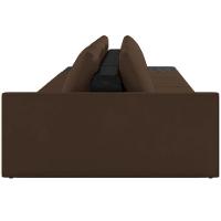 Sofá Ilha Modular Para Sala 392cm Com Puff Dublin K01 Veludo Marrom E Sintético Preto - Lyam Decor - 2