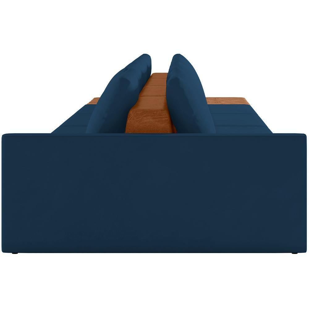 Sofá Ilha Modular Para Sala 392cm Com Puff Dublin K01 Veludo Azul Sintético Caramelo - Lyam Decor - 2