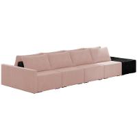 Sofá Ilha Modular Para Sala 432cm Com Puff Dublin K01 Veludo Rosê E Sintético Preto - Lyam Decor - 1