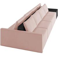 Sofá Ilha Modular Para Sala 432cm Com Puff Dublin K01 Veludo Rosê E Sintético Preto - Lyam Decor