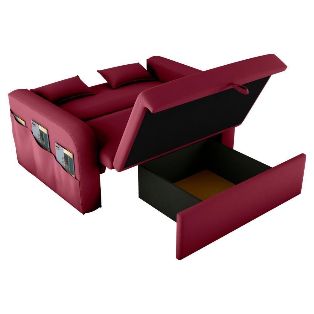 Sofá Cama 2 Lugares Com Baú Hiram Veludo Vinho - 3