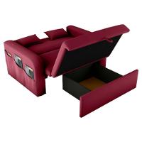 Sofá Cama 2 Lugares Com Baú Hiram Veludo Vinho - 3