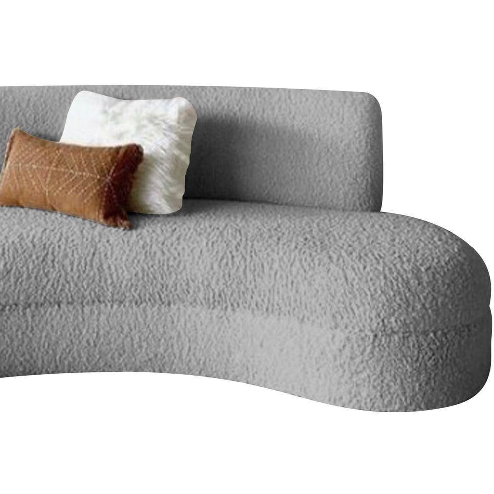 Sofá Divã Curvo Sala De Estar Maria 200 Cm Bouclé - Amarena Móveis Cor Cinza - 3