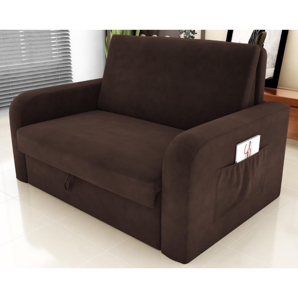 Sofá Cama Com Baú 2 Lugares John Suede Marrom - 1
