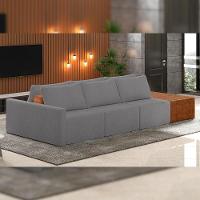 Sofá Ilha Modular Para Sala 342cm Com Puff Dublin K01 Bouclê Cinza Sintético Caramelo - Lyam Decor - 6