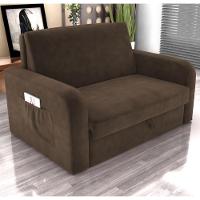 Sofá Cama Com Baú 2 Lugares Numey Veludo Marrom - 1