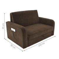 Sofá Cama Com Baú 2 Lugares Numey Veludo Marrom - 2