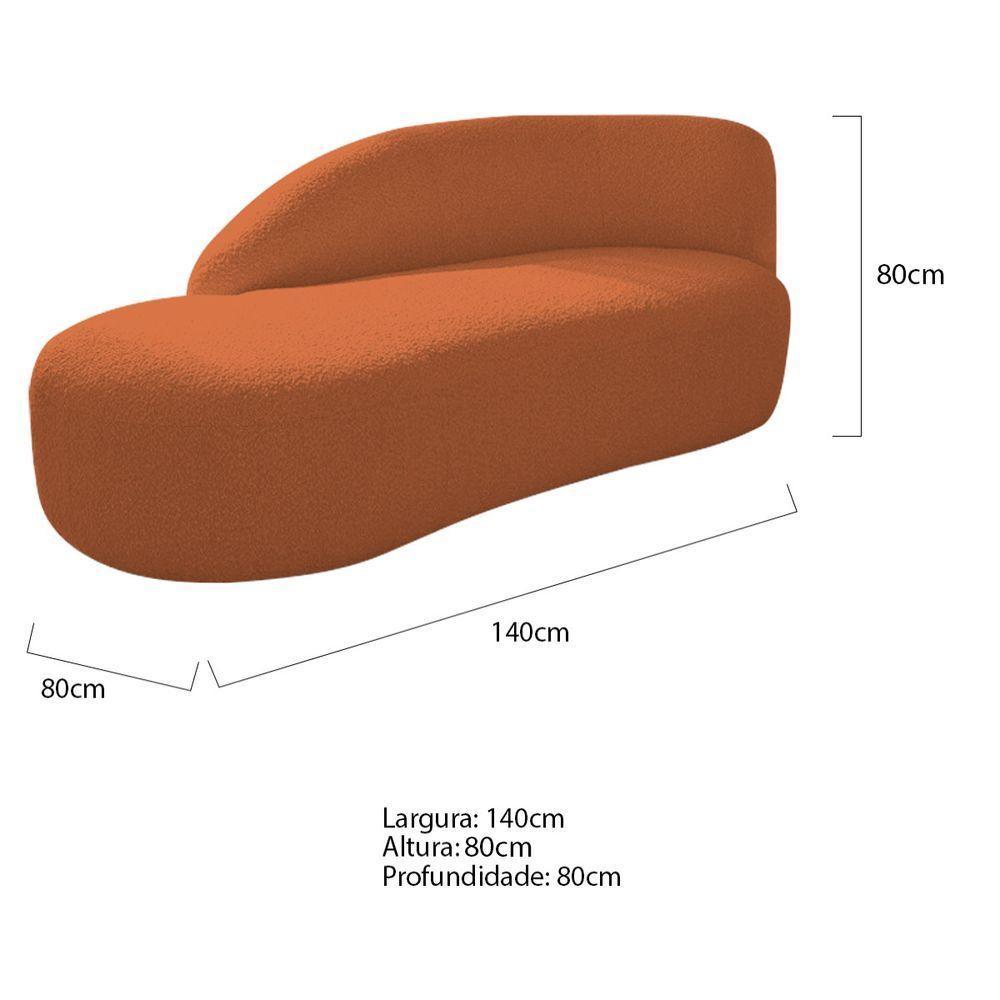 Kit Divã Luna 140cm Lado Esquerdo E 02 Poltronas Base De Ferro Preto Suede Cor Terracota - 5