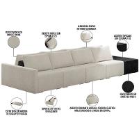 Sofá Ilha Modular Para Sala 432cm Com Puff Dublin K01 Bouclê Creme E Sintético Preto - Lyam Decor - 3