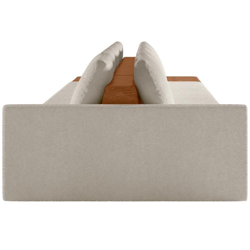 Sofá Ilha Modular Para Sala 392cm Com Puff Dublin K01 Bouclê Creme Sintético Caramelo - Lyam Decor - 2