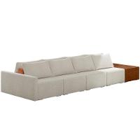 Sofá Ilha Modular Para Sala 392cm Com Puff Dublin K01 Bouclê Creme Sintético Caramelo - Lyam Decor - 1