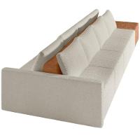 Sofá Ilha Modular Para Sala 392cm Com Puff Dublin K01 Bouclê Creme Sintético Caramelo - Lyam Decor