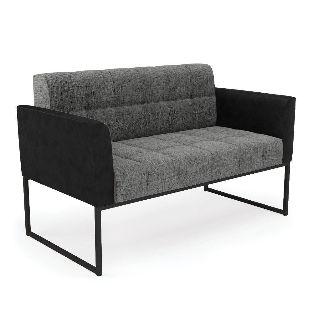 Sofá Namoradeira 2 Lugares Base Industrial Preto Elisa Preto-linho Grafite A26 D03 - D'rossi - 1