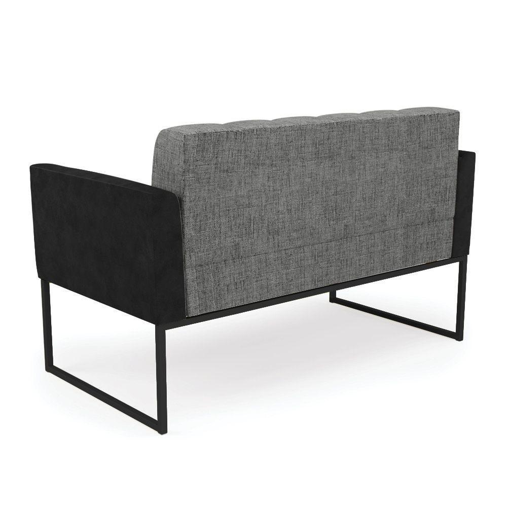 Sofá Namoradeira 2 Lugares Base Industrial Preto Elisa Preto-linho Grafite A26 D03 - D'rossi - 3