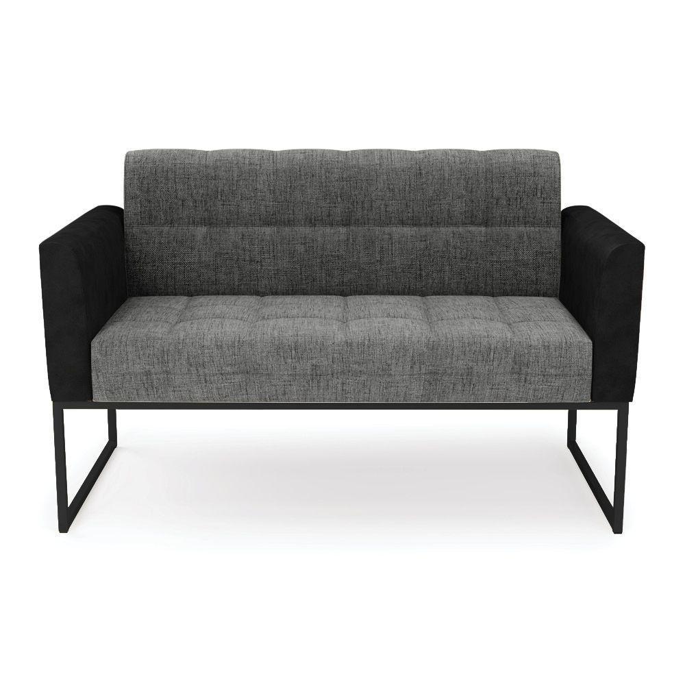 Sofá Namoradeira 2 Lugares Base Industrial Preto Elisa Preto-linho Grafite A26 D03 - D'rossi - 5