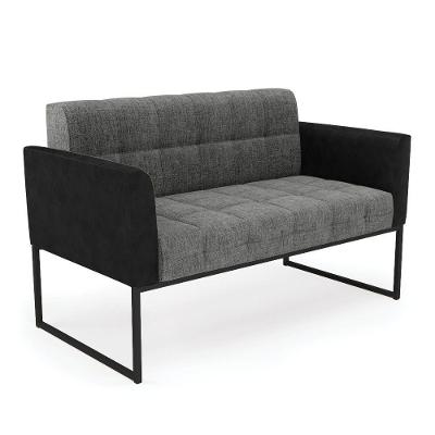Sofá Namoradeira 2 Lugares Base Industrial Preto Elisa Preto-linho Grafite A26 D03 - D'rossi