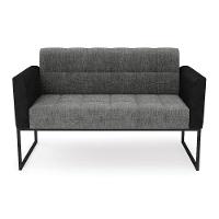 Sofá Namoradeira 2 Lugares Base Industrial Preto Elisa Preto-linho Grafite A26 D03 - D'rossi - 5