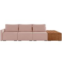 Sofá Ilha Modular Para Sala 312cm Com Puff Dublin K01 Veludo Rosê Sintético Caramelo - Lyam Decor - 5