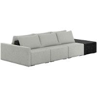 Sofá Ilha Modular Para Sala 312cm Com Puff Dublin K01 Linho Cinza E Sintético Preto - Lyam Decor - 1