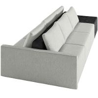 Sofá Ilha Modular Para Sala 312cm Com Puff Dublin K01 Linho Cinza E Sintético Preto - Lyam Decor