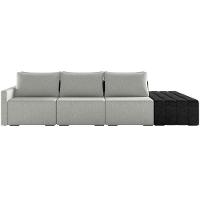 Sofá Ilha Modular Para Sala 312cm Com Puff Dublin K01 Linho Cinza E Sintético Preto - Lyam Decor - 5