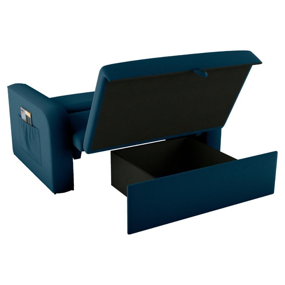 Sofá Cama Com Baú 2 Lugares John Veludo Maserati Azul - 3