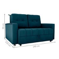 Sofá Cama Para Sala De Estar Remy Veludo Maserati Azul - 4