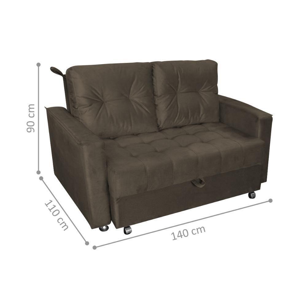 Sofá Cama Para Sala De Estar Cross Veludo Marrom - 2