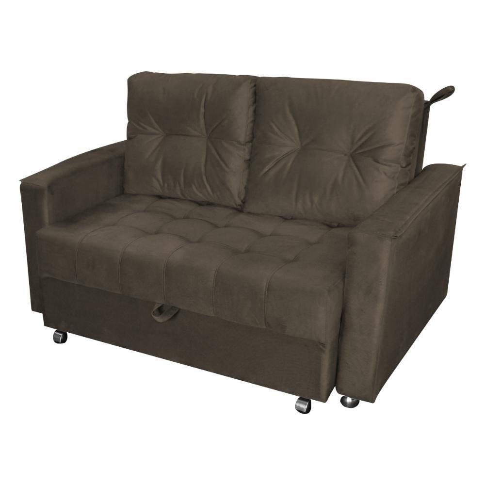 Sofá Cama Para Sala De Estar Cross Veludo Marrom - 3
