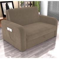 Sofá Cama Com Baú 2 Lugares Numey Veludo Cappuccino - 1