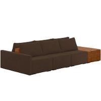 Sofá Ilha Modular Para Sala 312cm Com Puff Dublin K01 Veludo Marrom Sintético Caramelo - Lyam Decor - 1