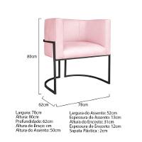 Kit Divã Luna 140cm Lado Esquerdo E 02 Poltronas Base De Ferro Preto Suede Cor Rosa Bebê - 7