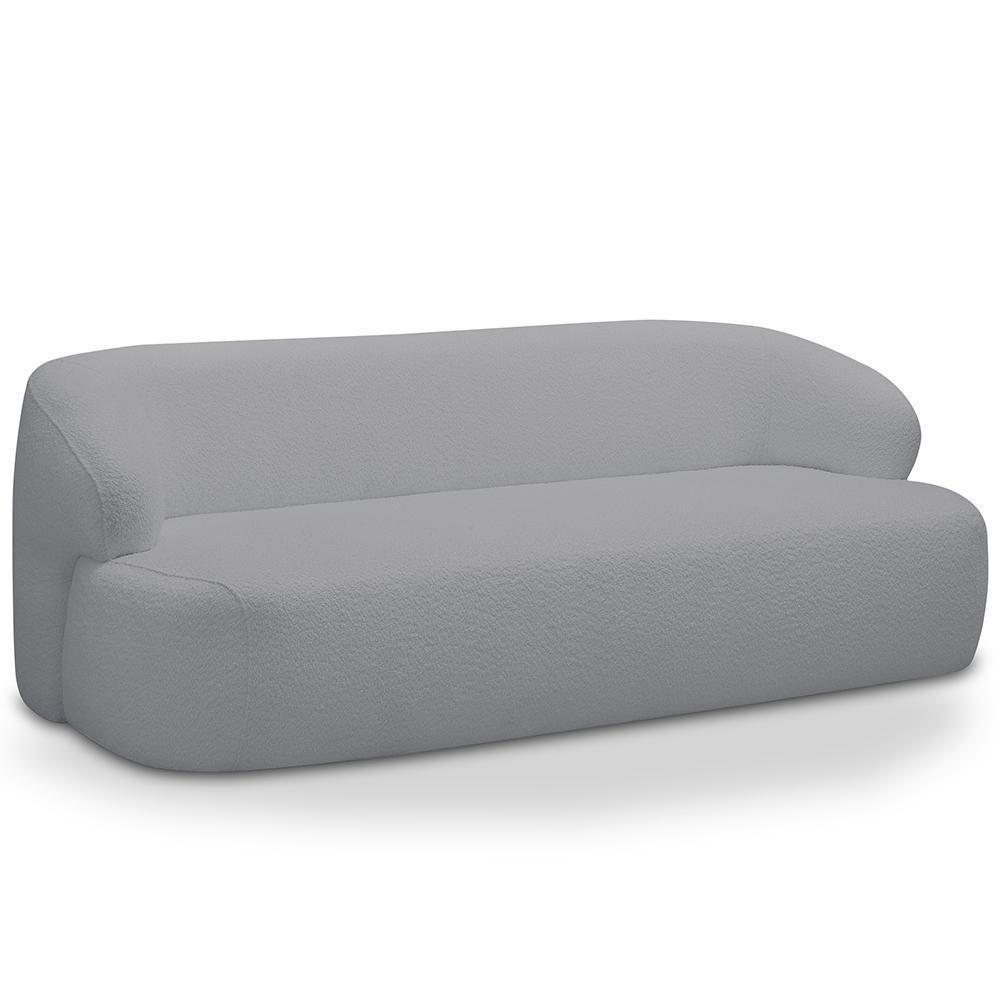 Sofá 3 Lugares Curvo Orgânico Para Sala Living 180cm Barolo L06 Bouclê Cinza Escuro - Lyam Decor - 1