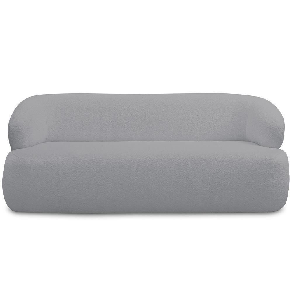 Sofá 3 Lugares Curvo Orgânico Para Sala Living 180cm Barolo L06 Bouclê Cinza Escuro - Lyam Decor - 4