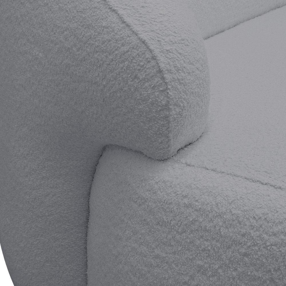 Sofá 3 Lugares Curvo Orgânico Para Sala Living 180cm Barolo L06 Bouclê Cinza Escuro - Lyam Decor - 5