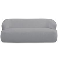 Sofá 3 Lugares Curvo Orgânico Para Sala Living 180cm Barolo L06 Bouclê Cinza Escuro - Lyam Decor