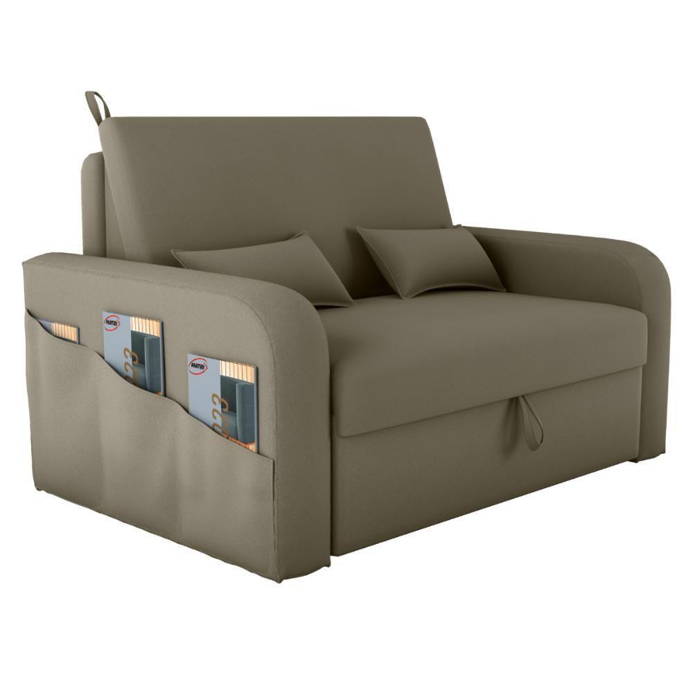 Sofá Cama 2 Lugares Com Baú Hiram Veludo Cappuccino - 2