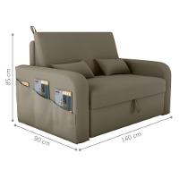 Sofá Cama 2 Lugares Com Baú Hiram Veludo Cappuccino - 5