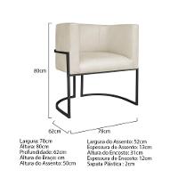 Kit Divã Luna 160cm Lado Esquerdo E 01 Poltrona Base De Ferro Preto Linho Cor Bege - 7