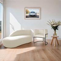 Kit Divã Luna 160cm Lado Esquerdo E 01 Poltrona Base De Ferro Preto Linho Cor Bege - 9