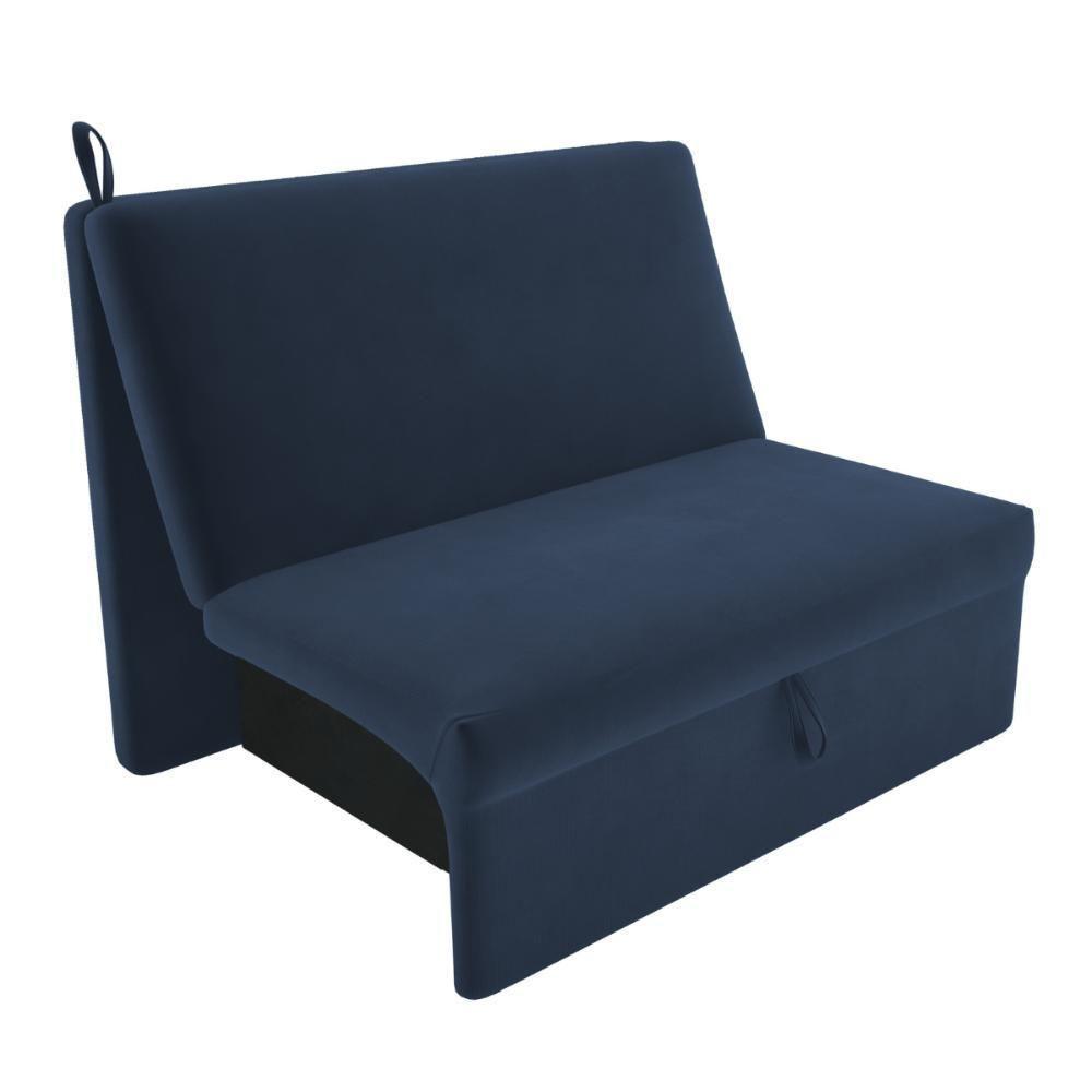 Sofá Cama 2 Lugares Ivan Suede Azul - 2