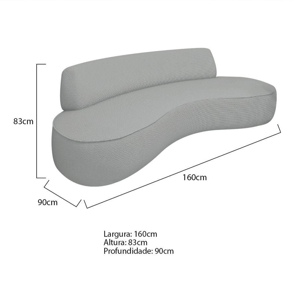 Sofá Curvo 2 Lugares Amsterdã 160cm Bouclé - Amarena Móveis Cor Cinza - 4